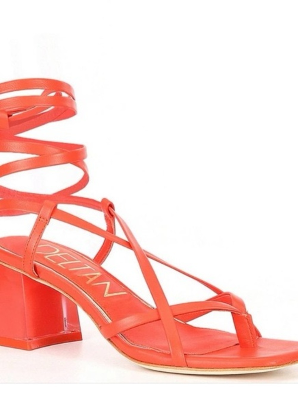 Deltan Strappy Block Heels Orange